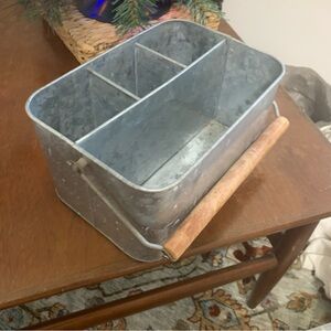 Metal Storage Caddy with Wooden Handle